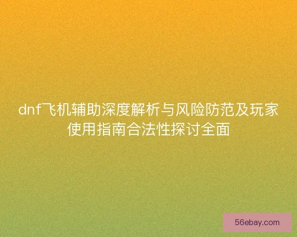 dnf飞机辅助深度解析与风险防范及玩家使用指南合法性探讨全面