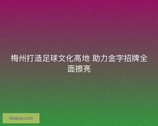 梅州打造足球文化高地 助力金字招牌全面擦亮