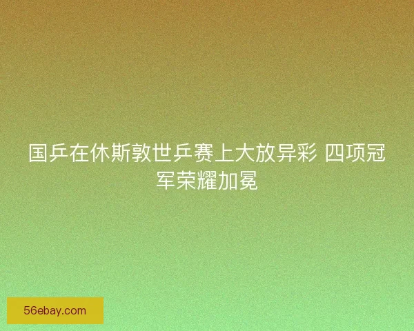 国乒在休斯敦世乒赛上大放异彩 四项冠军荣耀加冕